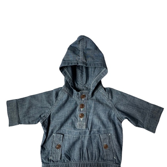 Baby GAP Chambray Pull Over Jacket with Hood Size 0-6 months - Picture 1 of 10